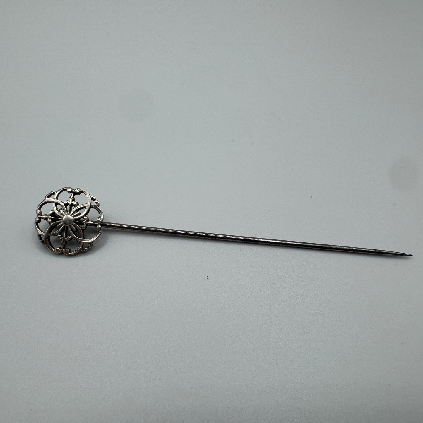 Épingle à cravate ancienne vers 1900 - argent massif et acier