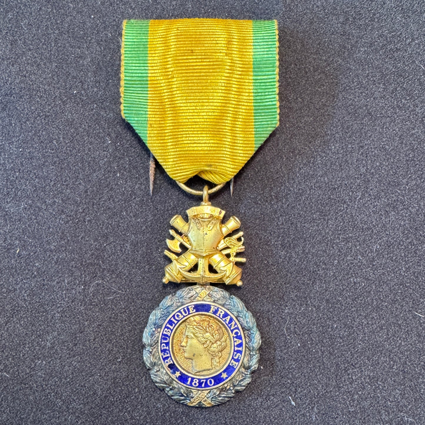 Médaille décoration militaire en argent émaillé - « Valeur et discipline 1870 »