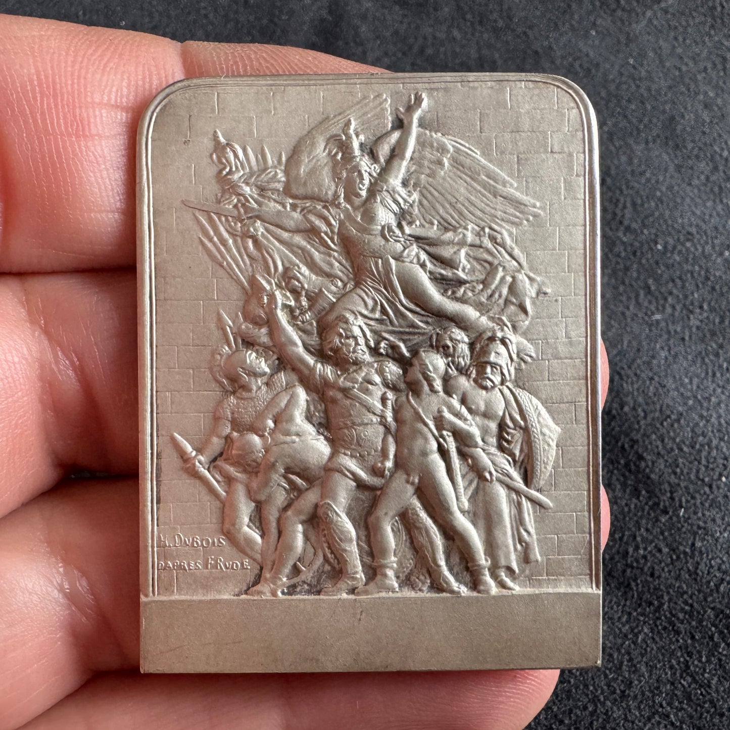 Plaque Médaille ancienne en bronze argenté « société de tir de Dreux » par Dubois