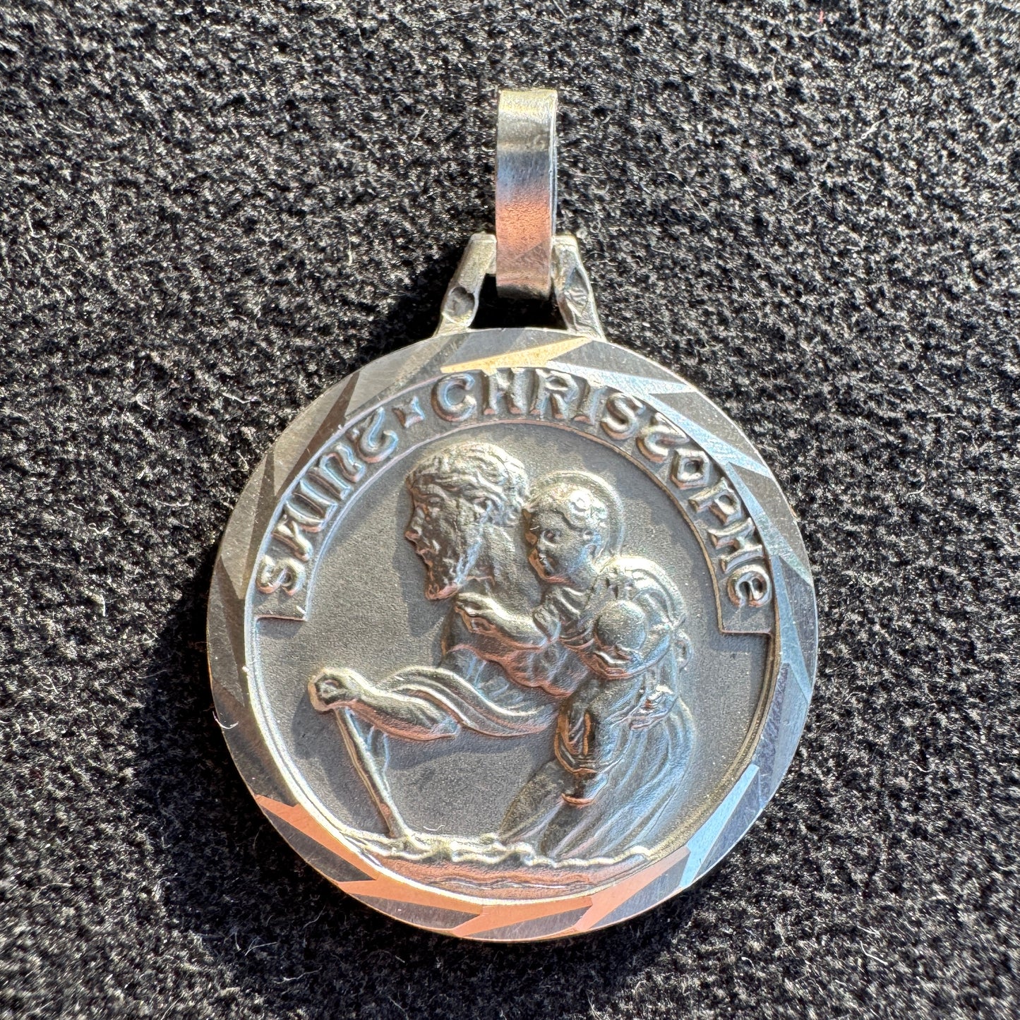 Médaille religieuse ancienne en argent « Saint Christophe »