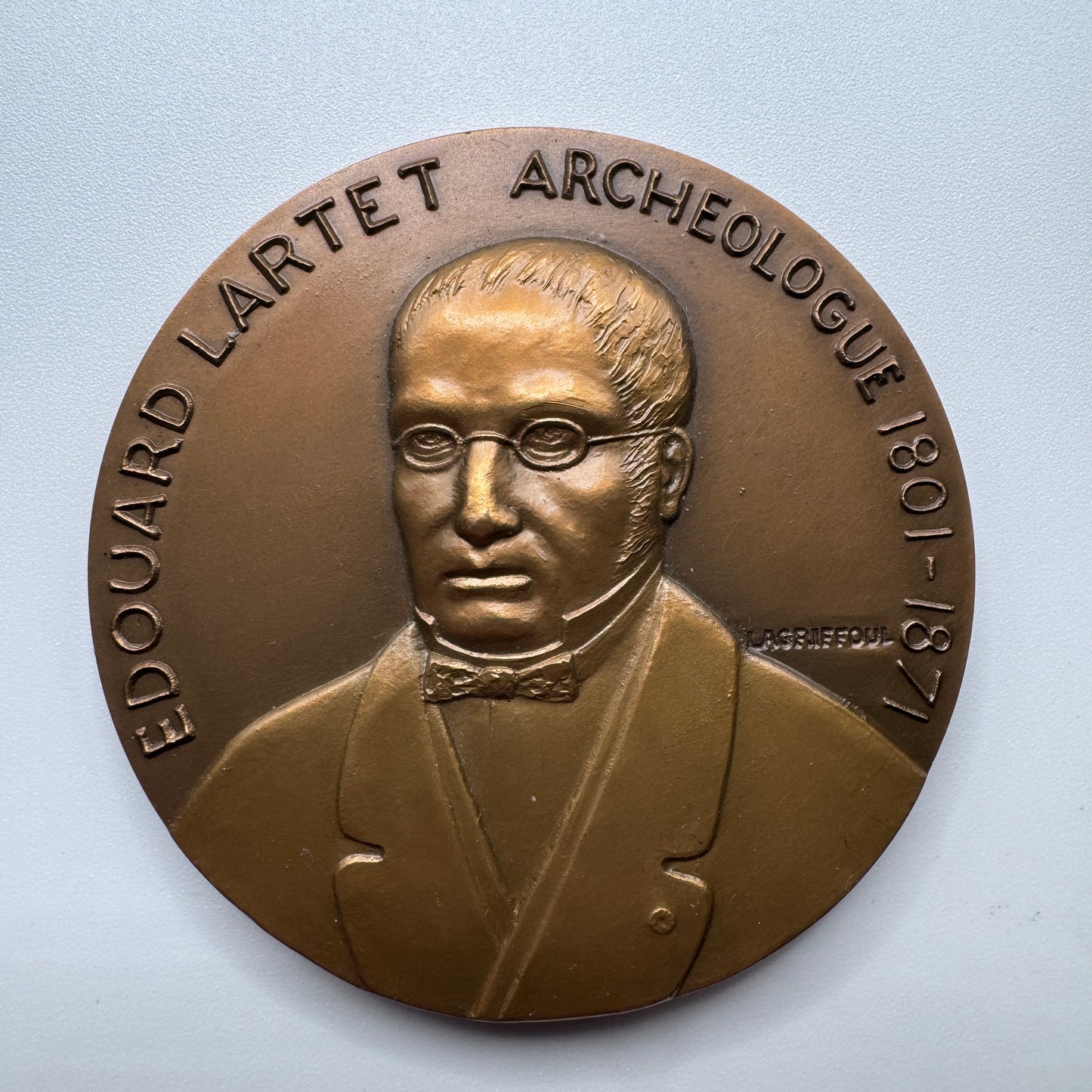 Médaille artistique en bronze « archéologue Edouard Lartet » par Lagriffoul