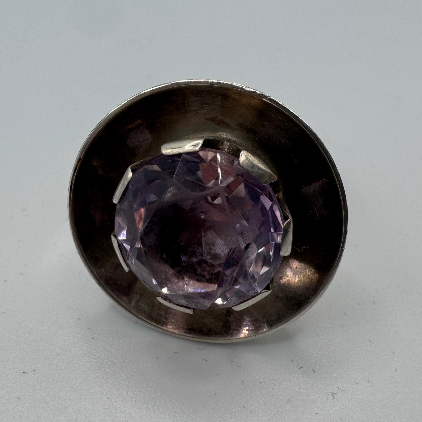 Bague vintage Design - argent massif et pierre violette