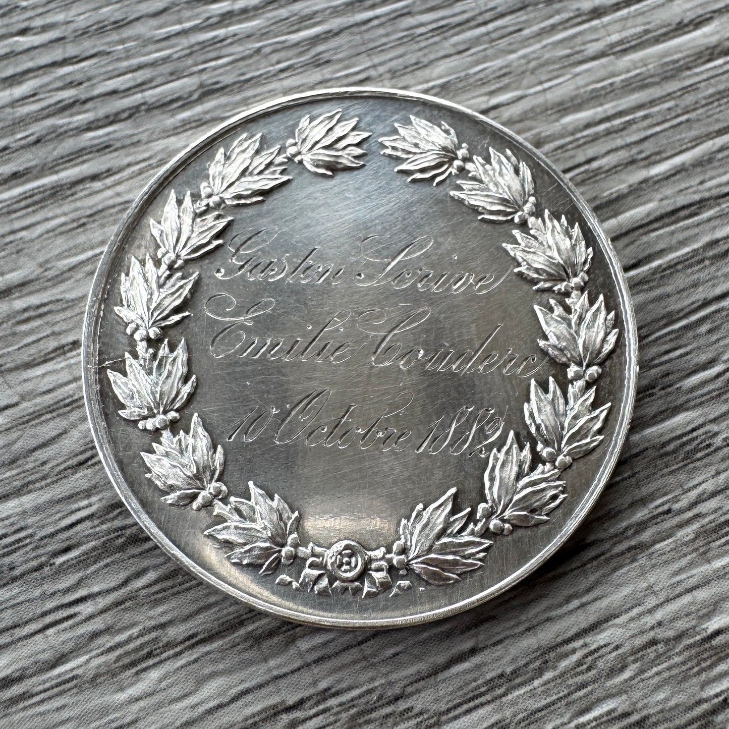 Medaille de mariage ancienne XIXe - argent massif