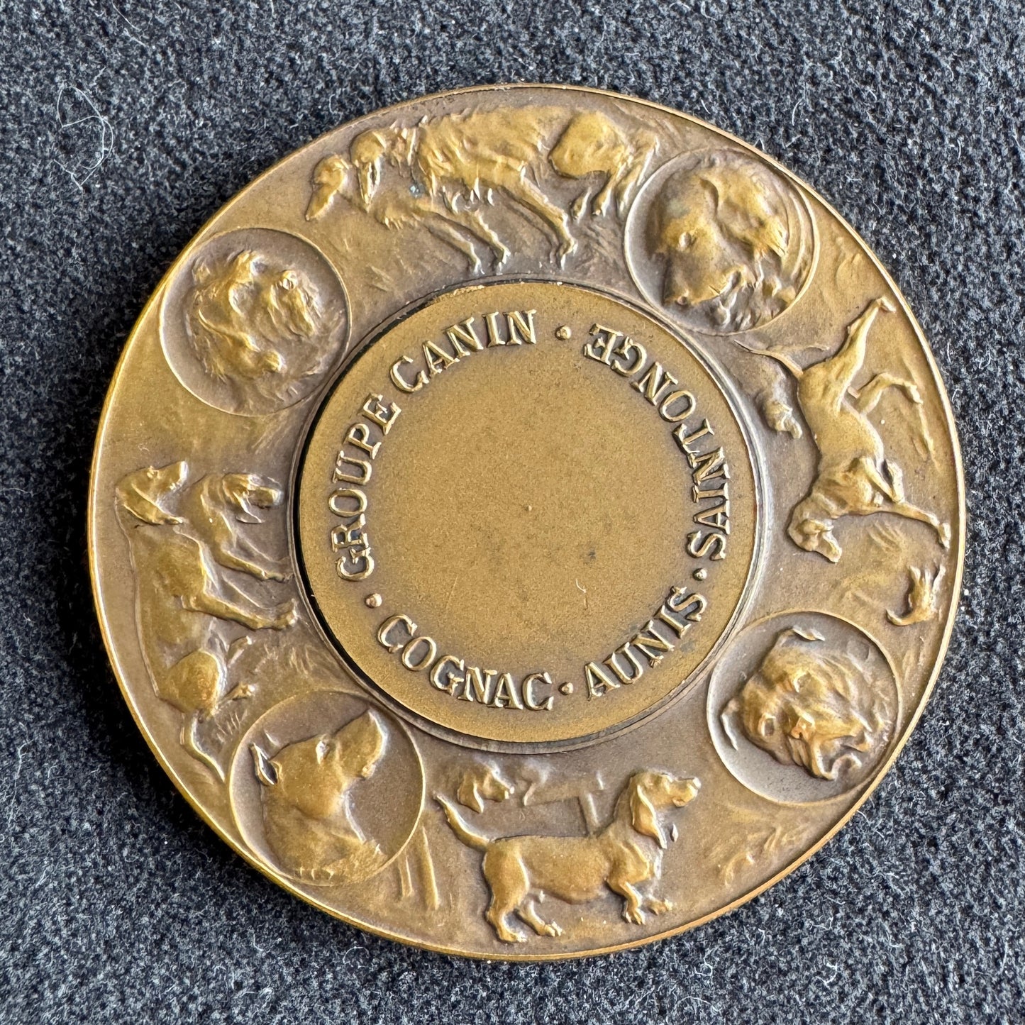 Medaille ancienne en bronze « concours canin - exposition de La Rochelle »