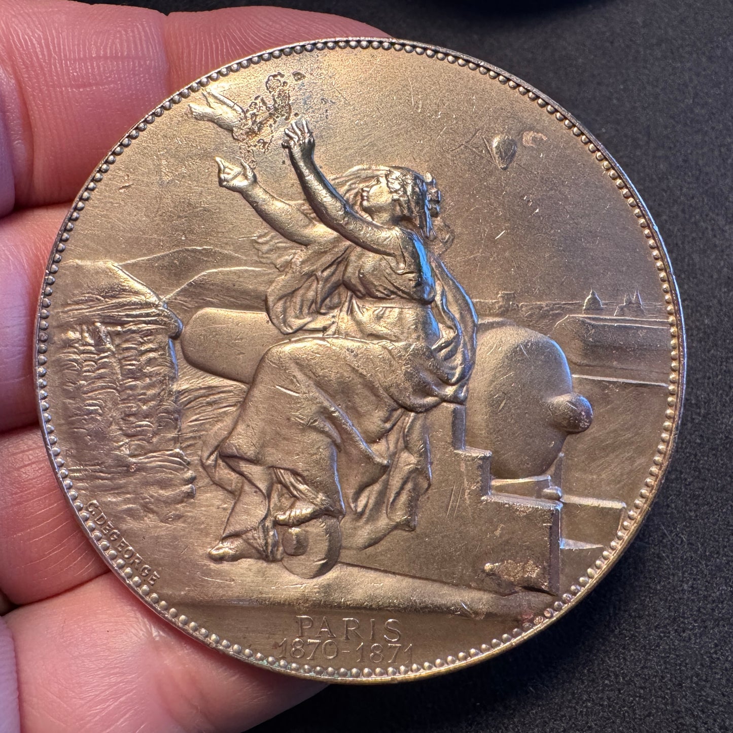 Médaille ancienne en Bronze « Commune de Paris 1870-1871 Communications Aériennes »