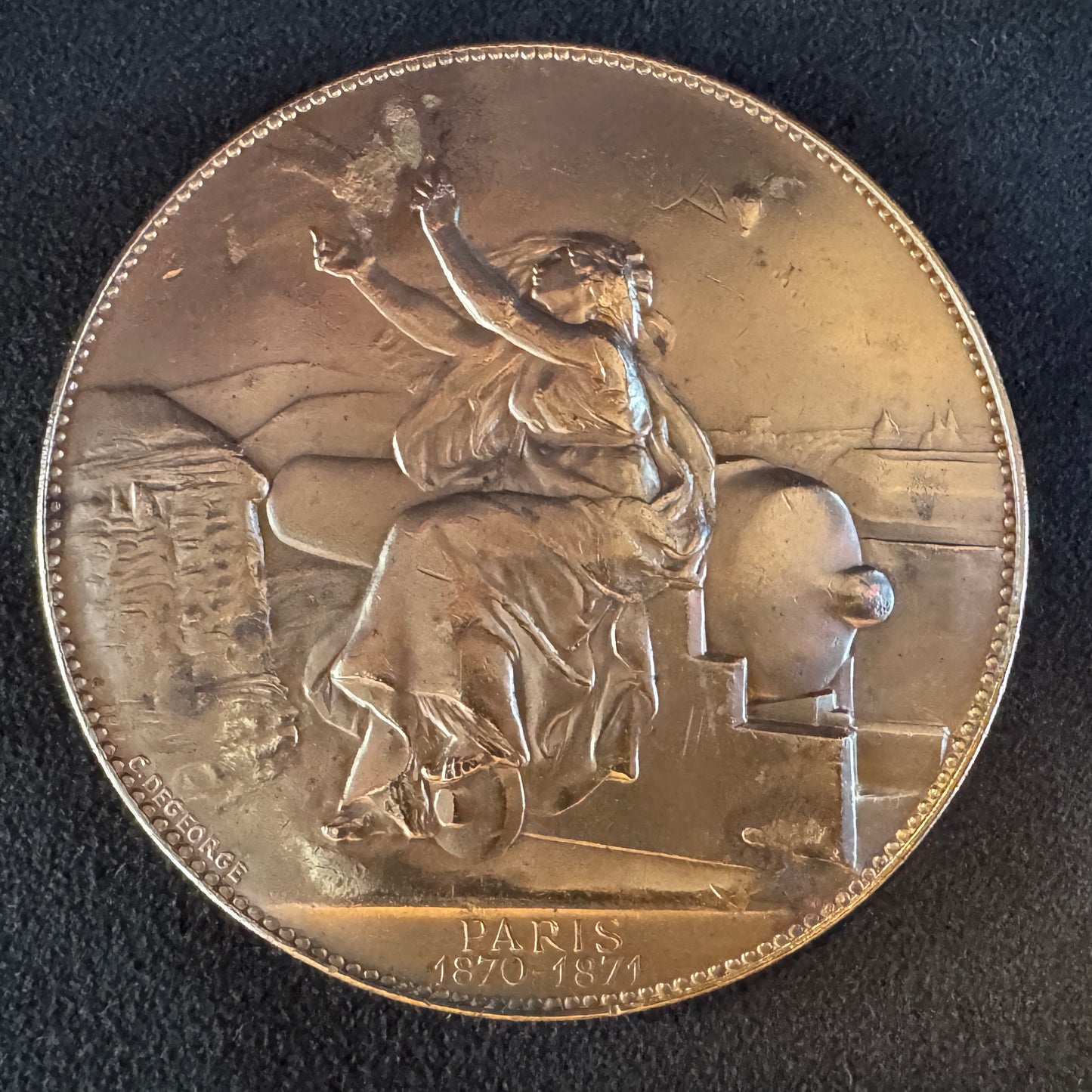 Médaille ancienne en Bronze « Commune de Paris 1870-1871 Communications Aériennes »