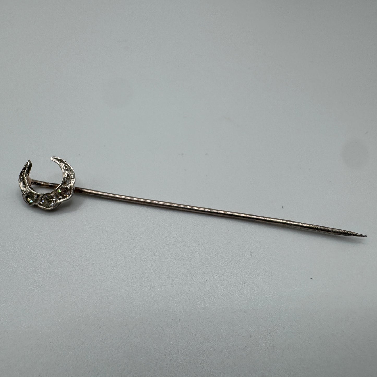 Épingle à cravate ancienne vers 1900 « croissant » - argent massif