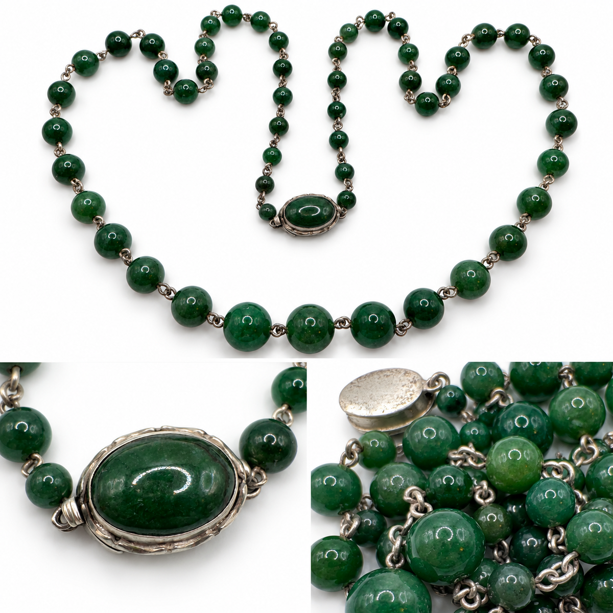 Collier ancien en jade et argent