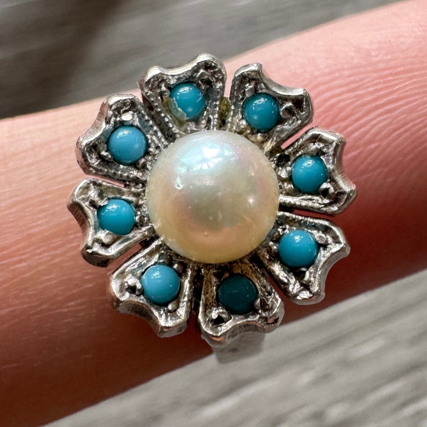 Bague ancienne en argent et perle