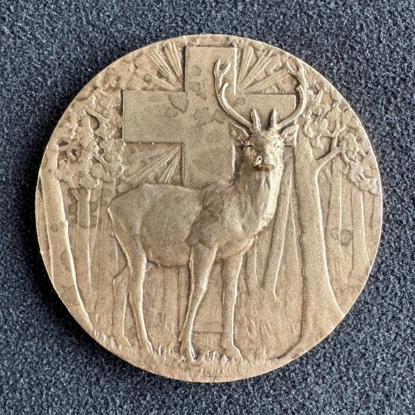 Medaille ancienne en bronze « Société canine de Saint Hubert »