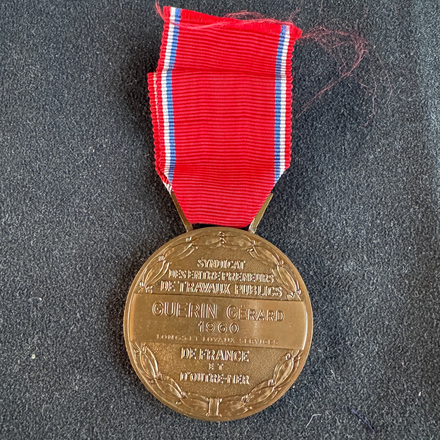 Médaille décoration civile en bronze - « syndicat des entrepreneurs de travaux publics »