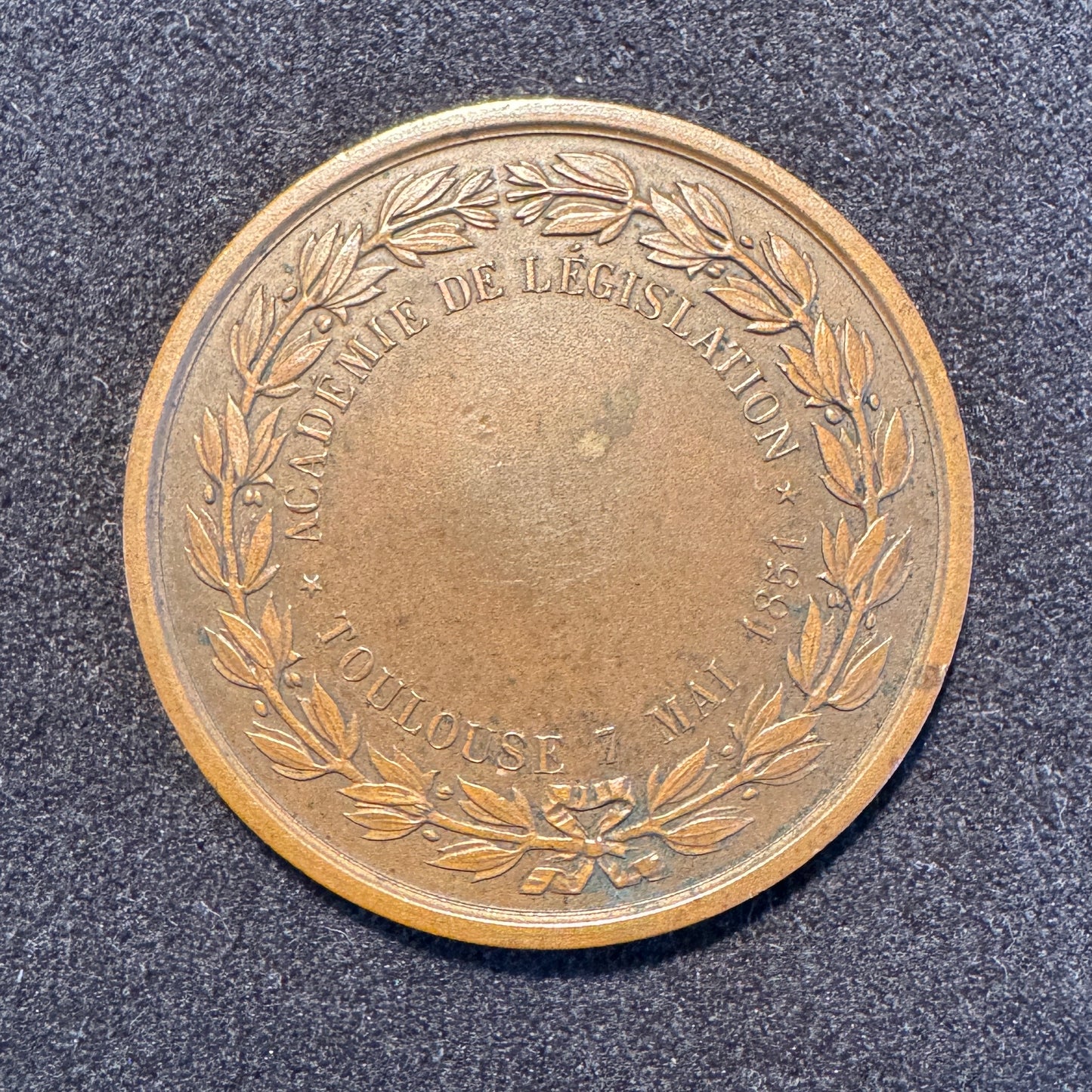 Medaille ancienne en bronze « académie de législation Toulouse 1851 »