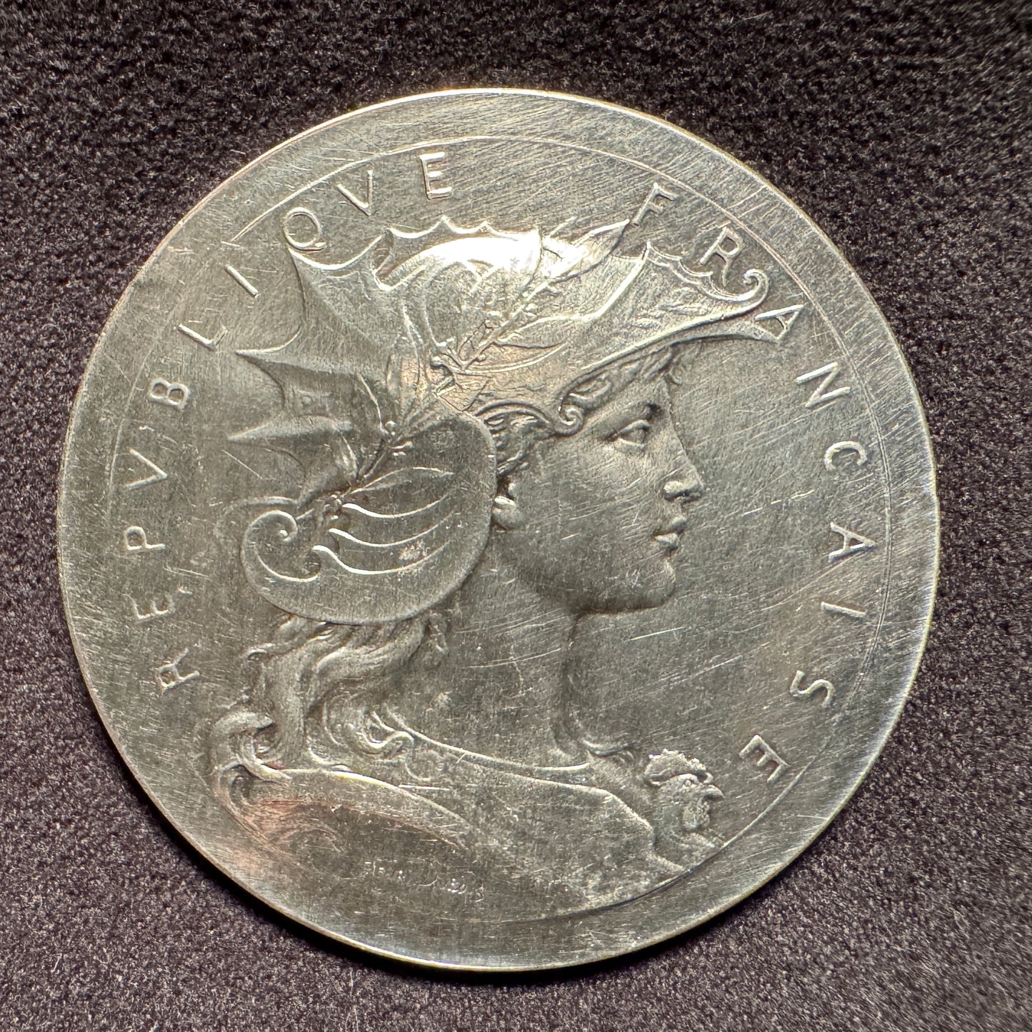 Médaille ancienne en argent « Marianne casquée - concours de tir » par Henri Dubois