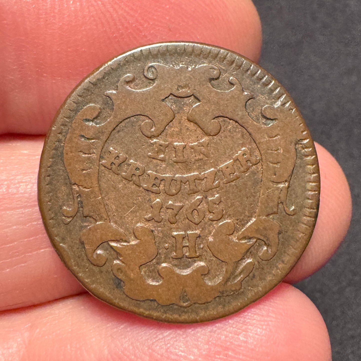 Monnaie ancienne en bronze - « Marie-Thérèse d’Autriche - 1 kreutzer 1765 H»