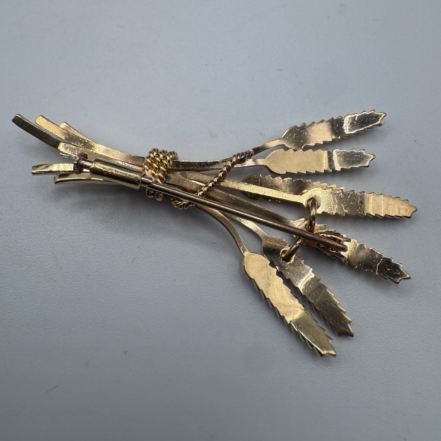 Broche ancienne en plaqué or - Épis de blé