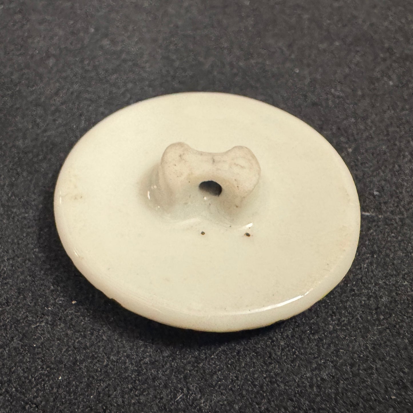 Bouton ancien XIXe en porcelaine - Motif coq doré