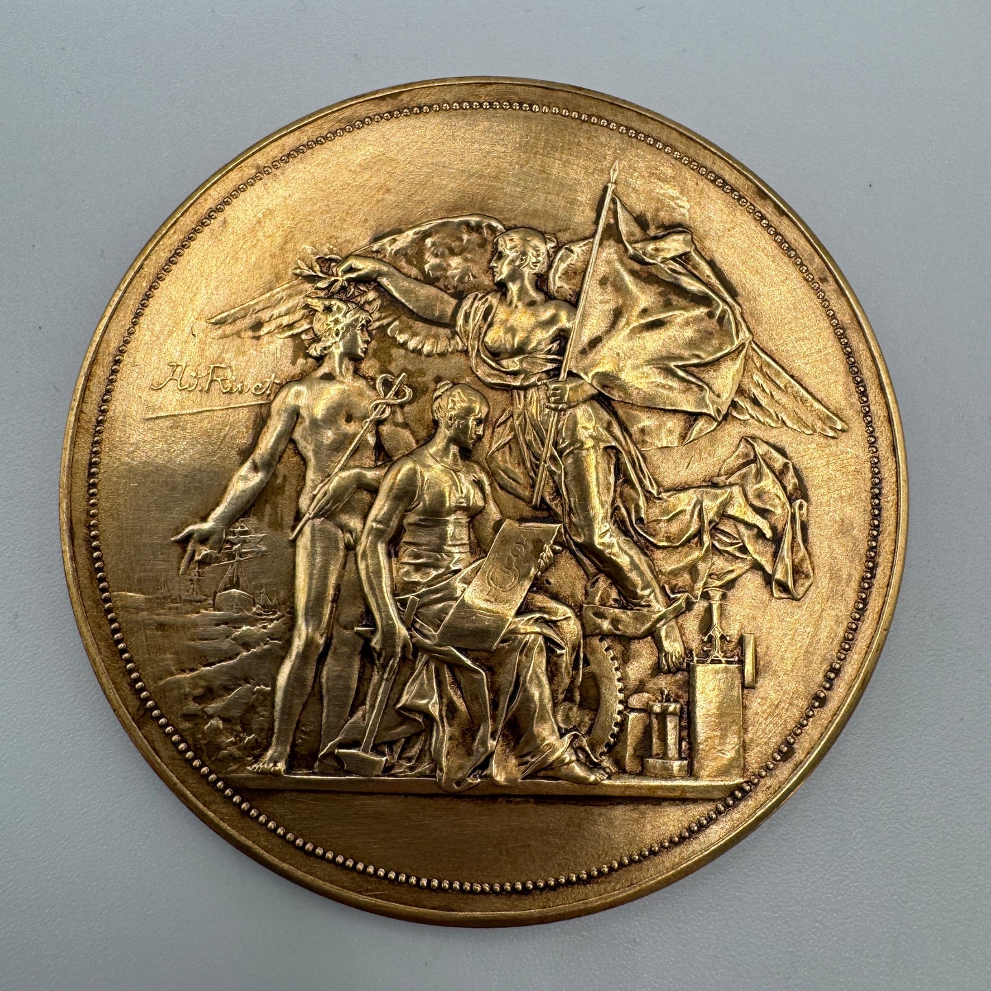 Médaille ancienne en bronze « 3eme exposition de la Banlieue de Paris 1910 » par Rivet