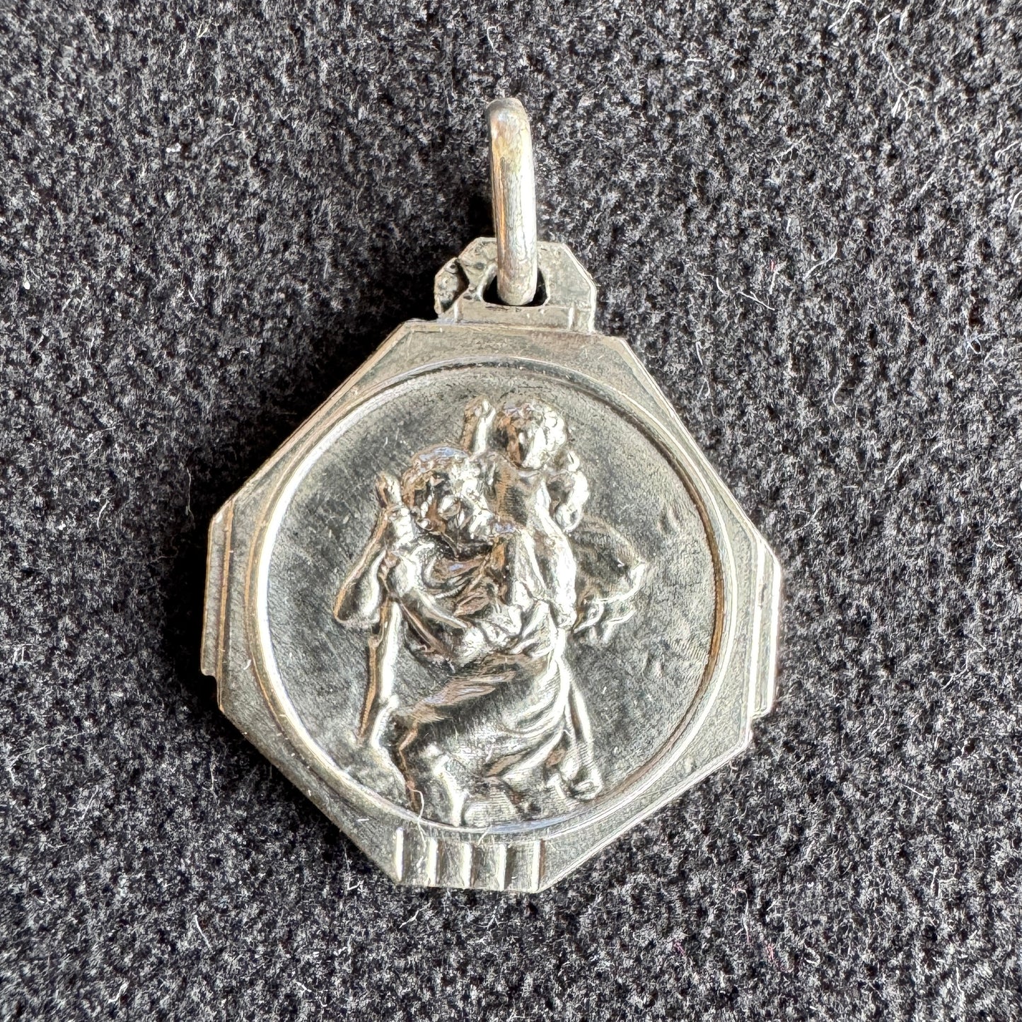 Médaille religieuse ancienne en argent « Saint Christophe »