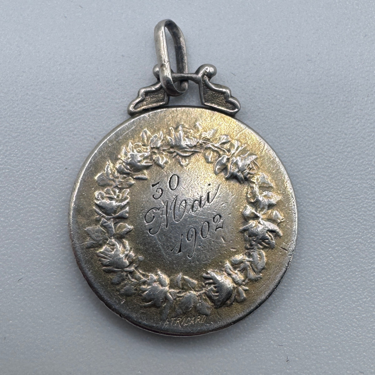 Medaille religieuse ancienne « Saint Esprit » - argent massif et vermeil