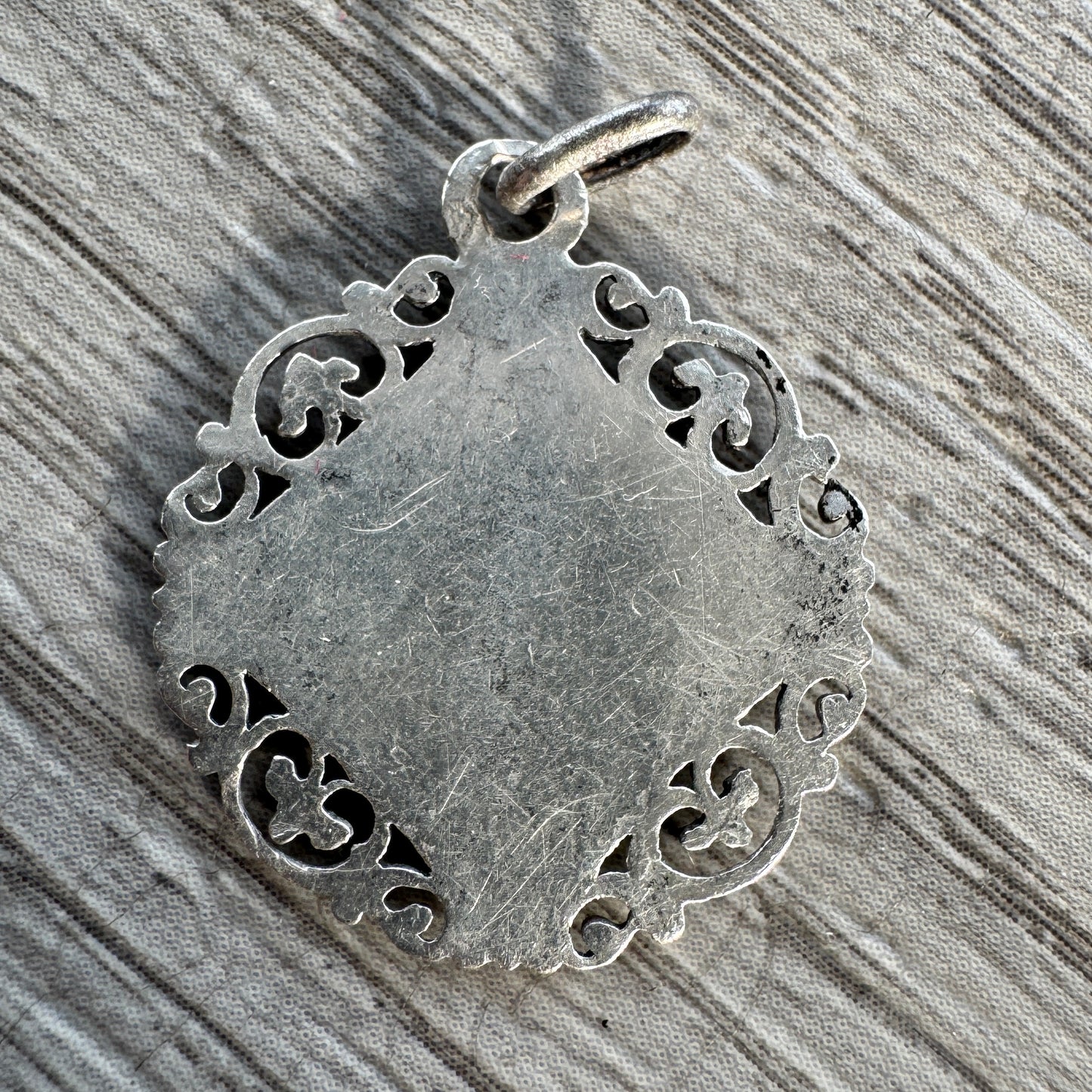 Médaille religieuse ancienne en argent et vermeil - Sainte Vierge