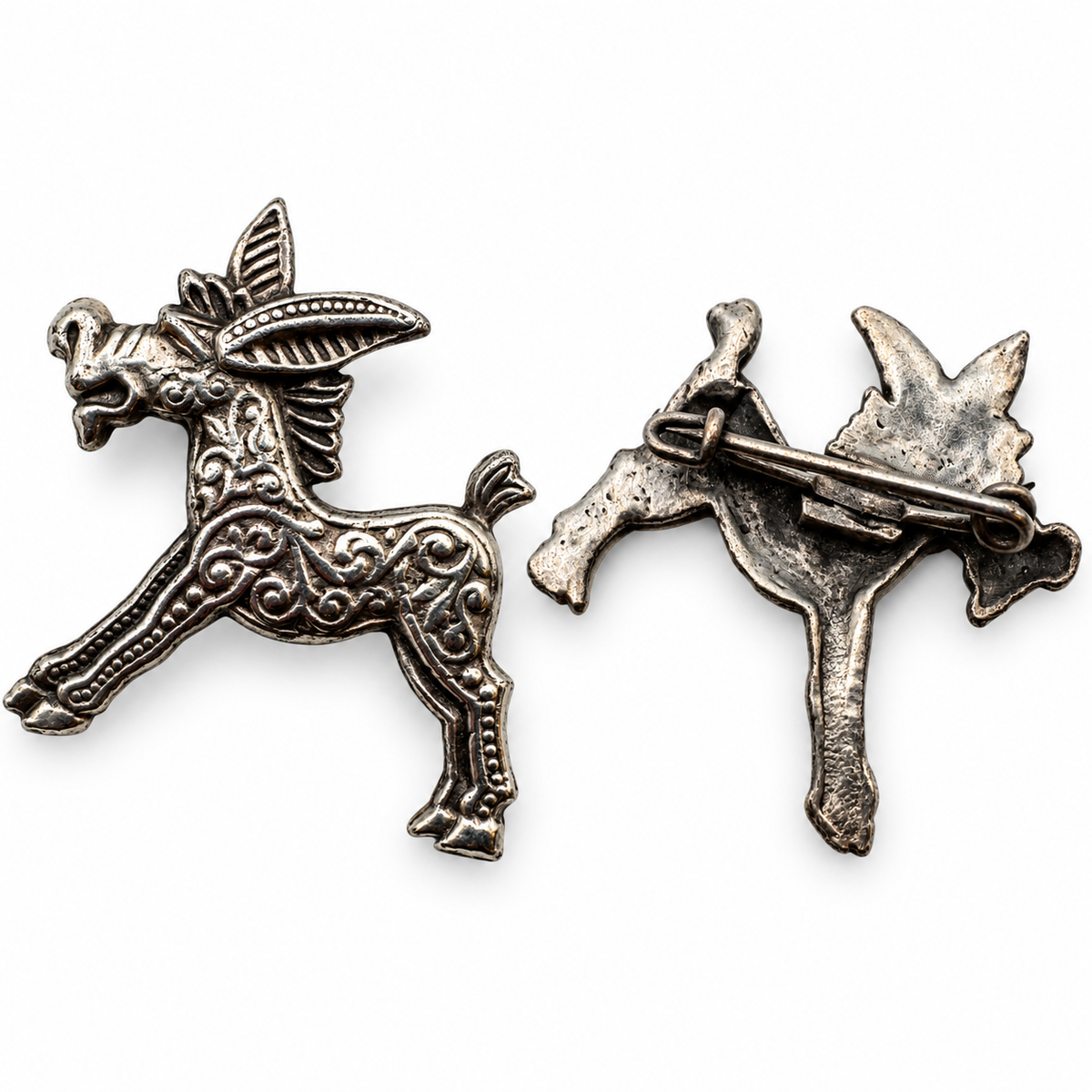 Superbe Broche vintage « âne » - métal argenté
