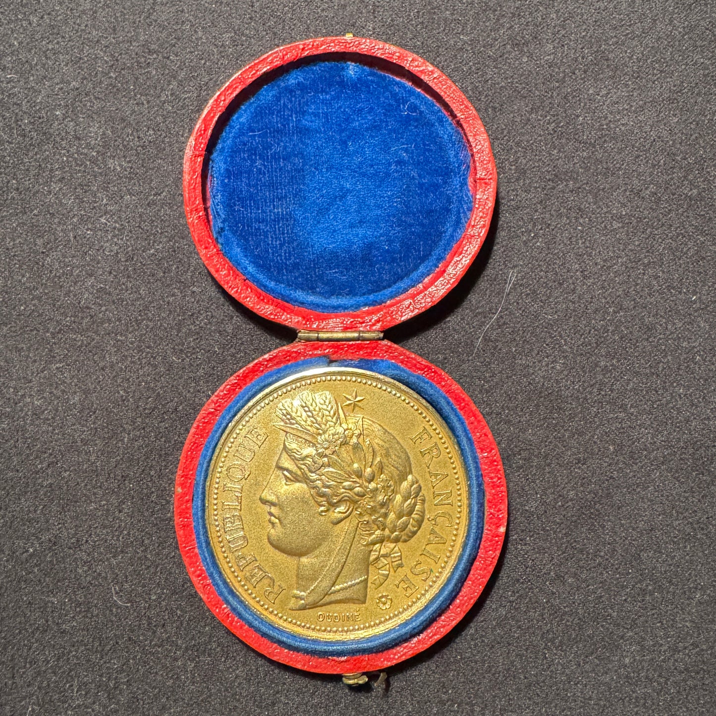 Médaille ancienne en vermeil « Cérès - concours de tir » par Oudiné