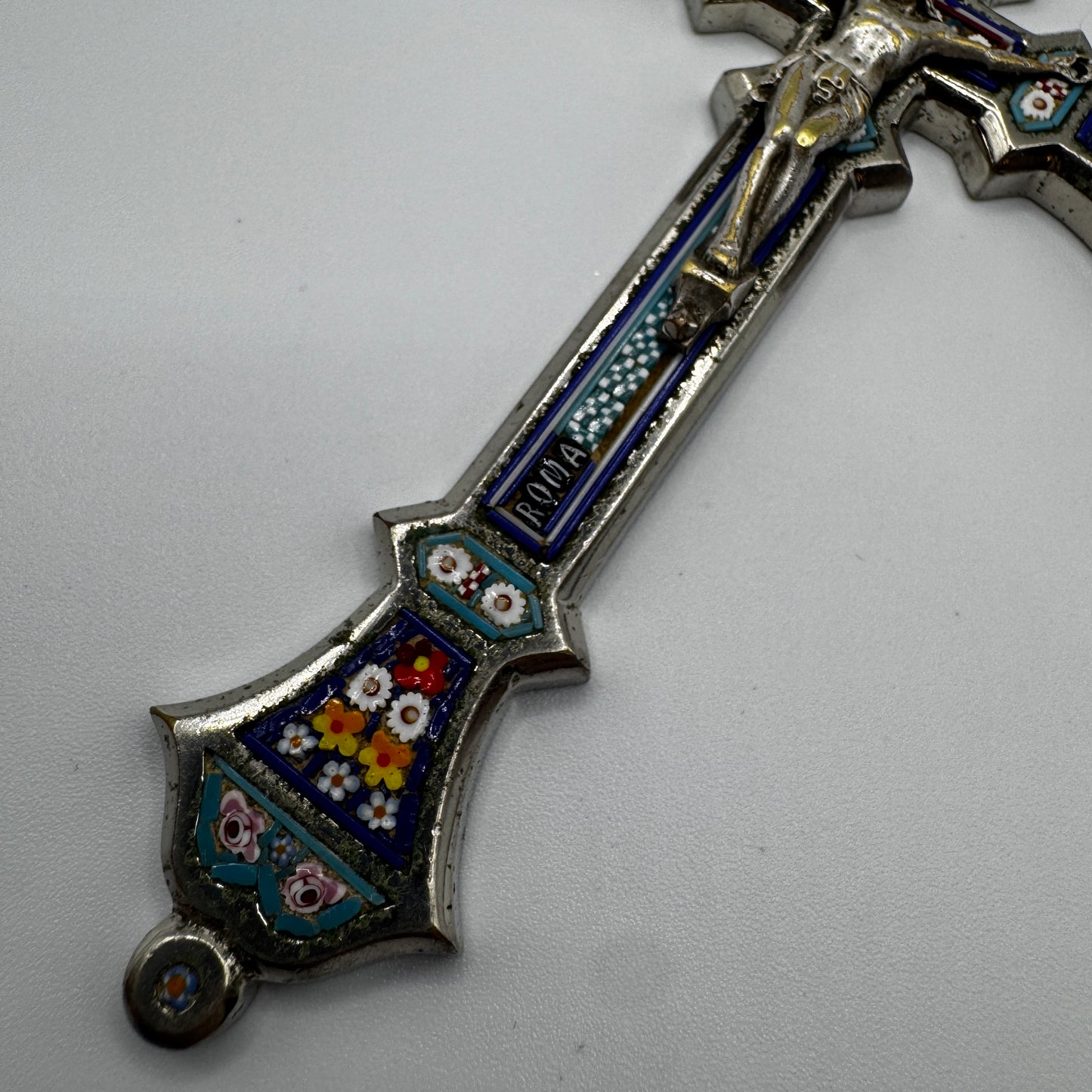 Grande Croix Pectorale En Micro Mosaïque XIXe Italie