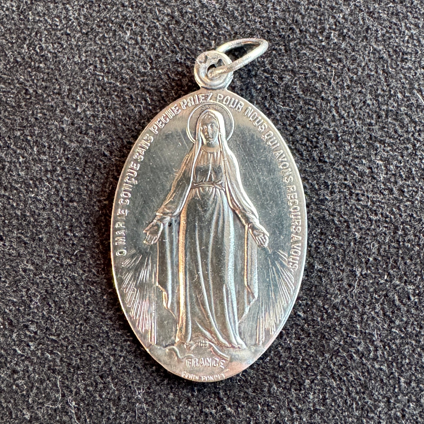 Médaille religieuse ancienne en argent « Sainte Vierge Marie »