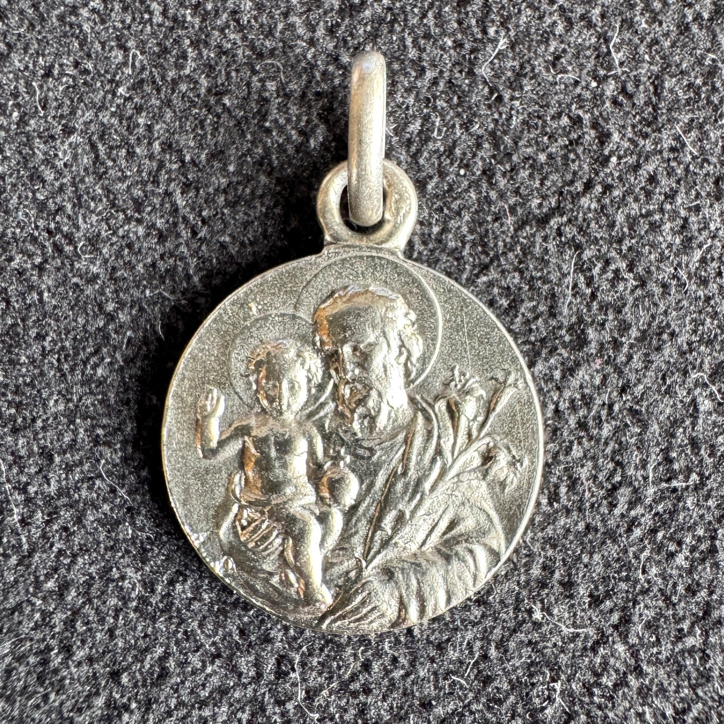 Médaille religieuse ancienne en argent « Saint Joseph »