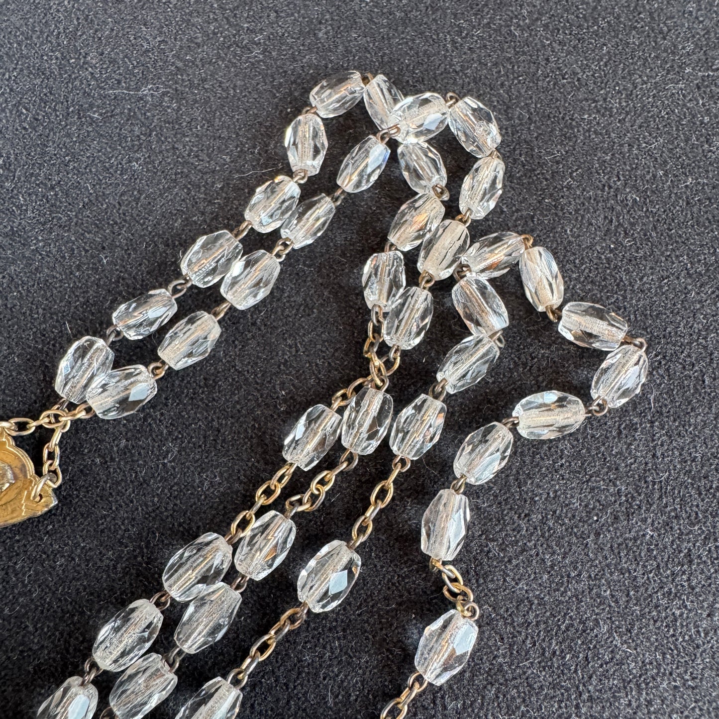 Chapelet ancien en bronze et verre biseauté