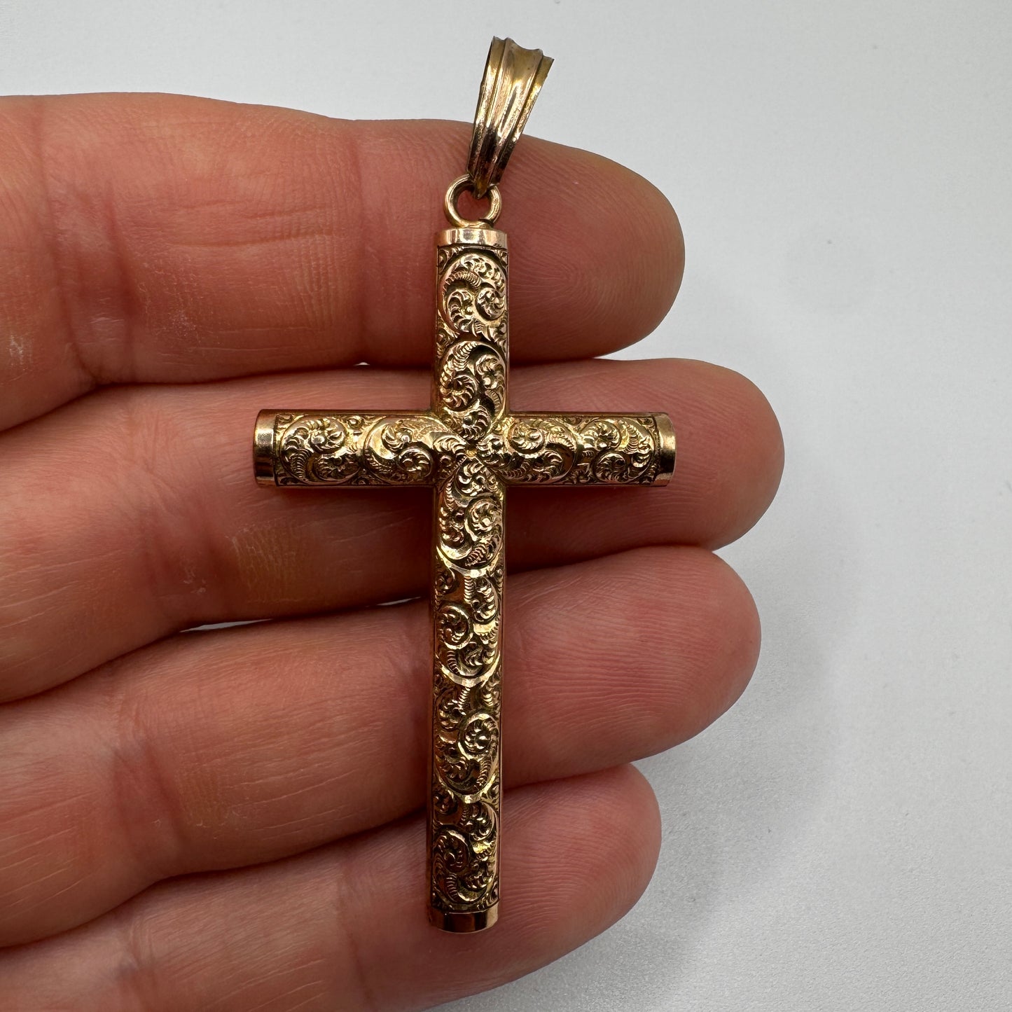 Grande Croix XIXeme - plaqué or ciselé