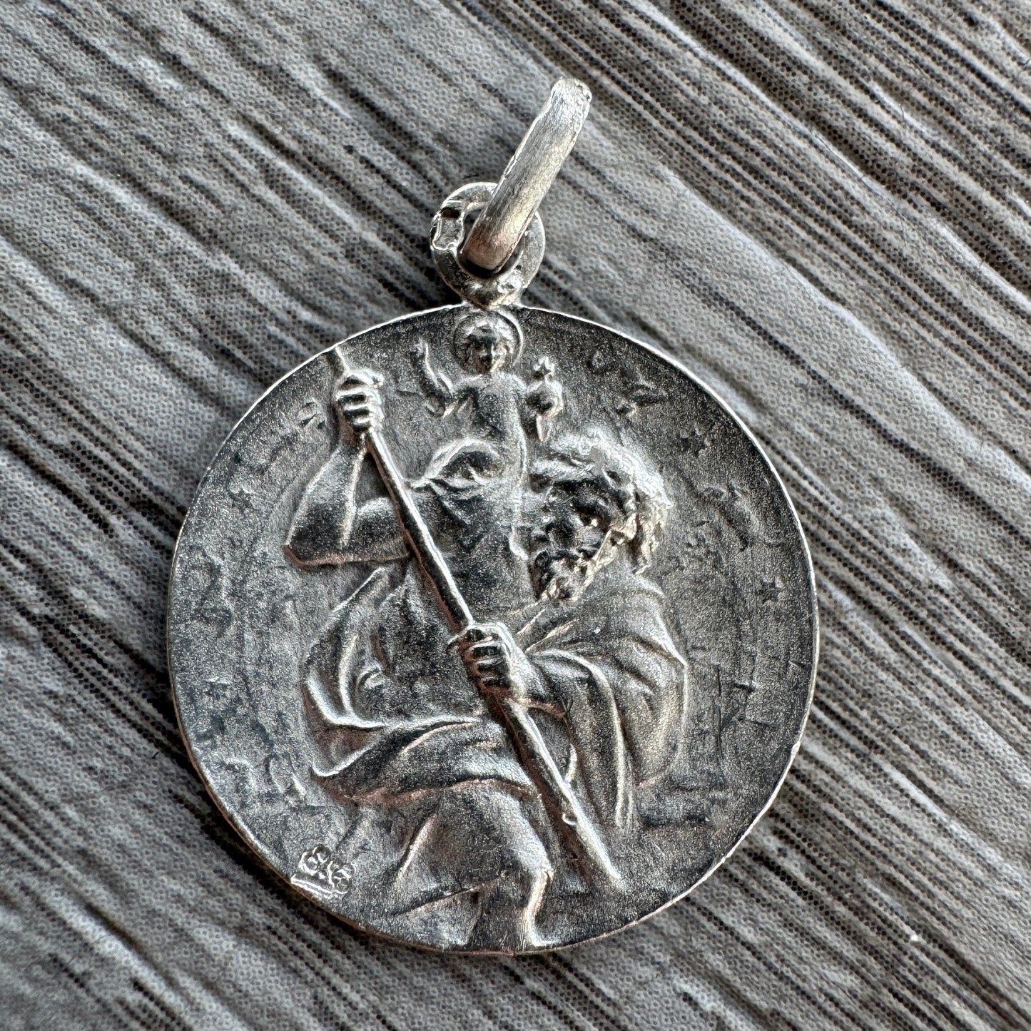 Médaille religieuse ancienne en argent - Saint Christophe