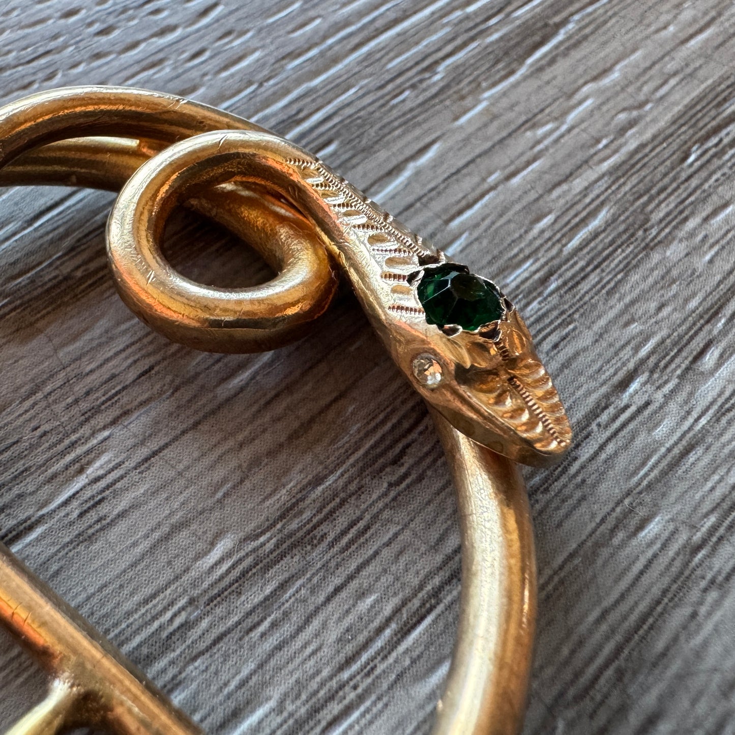 Boucle de ceinture en bronze doré Art Nouveau - motif serpent