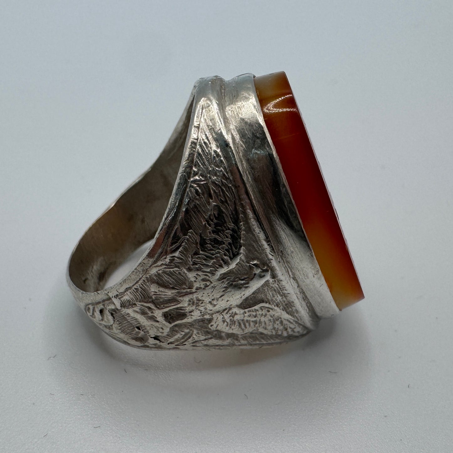 Rare chevalière ancienne Islamique - argent et agate Intaille