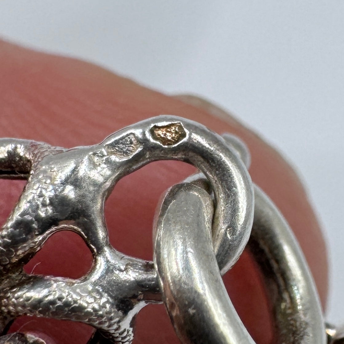 Bracelet ancien vers 1900 en argent massif et vermeil