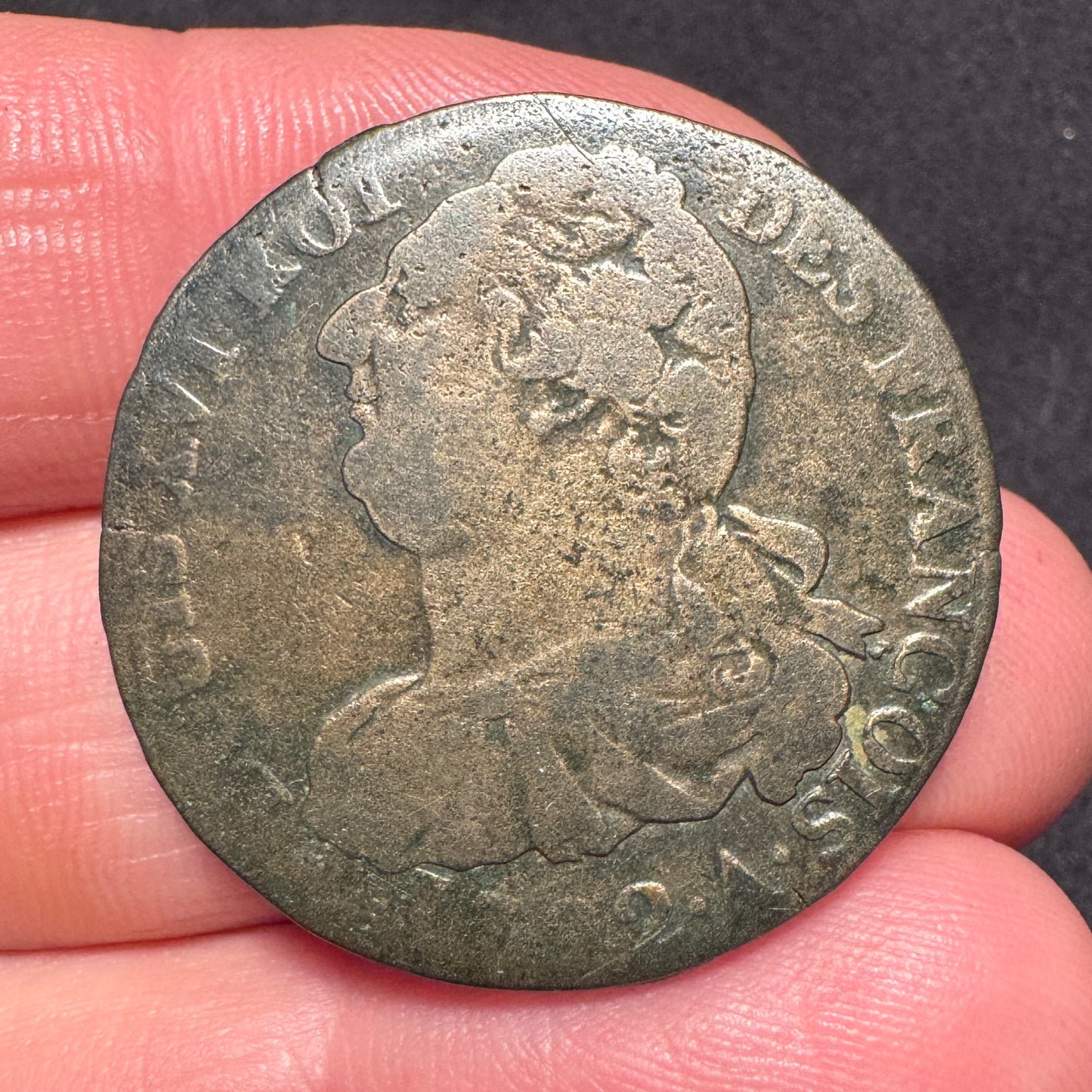 Monnaie ancienne en bronze - « Louis XVI - 2 sols 1792 W »