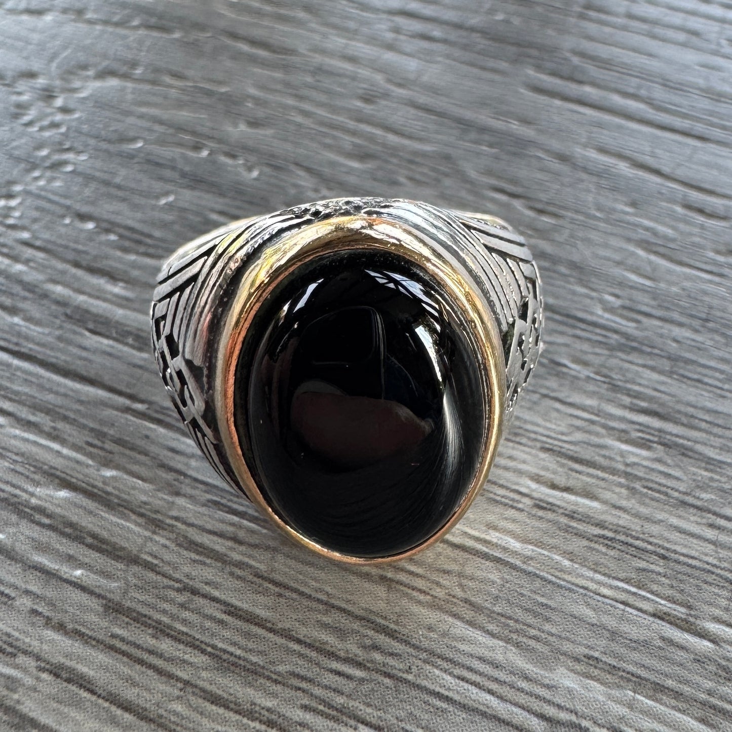 chevalière en argent et onyx