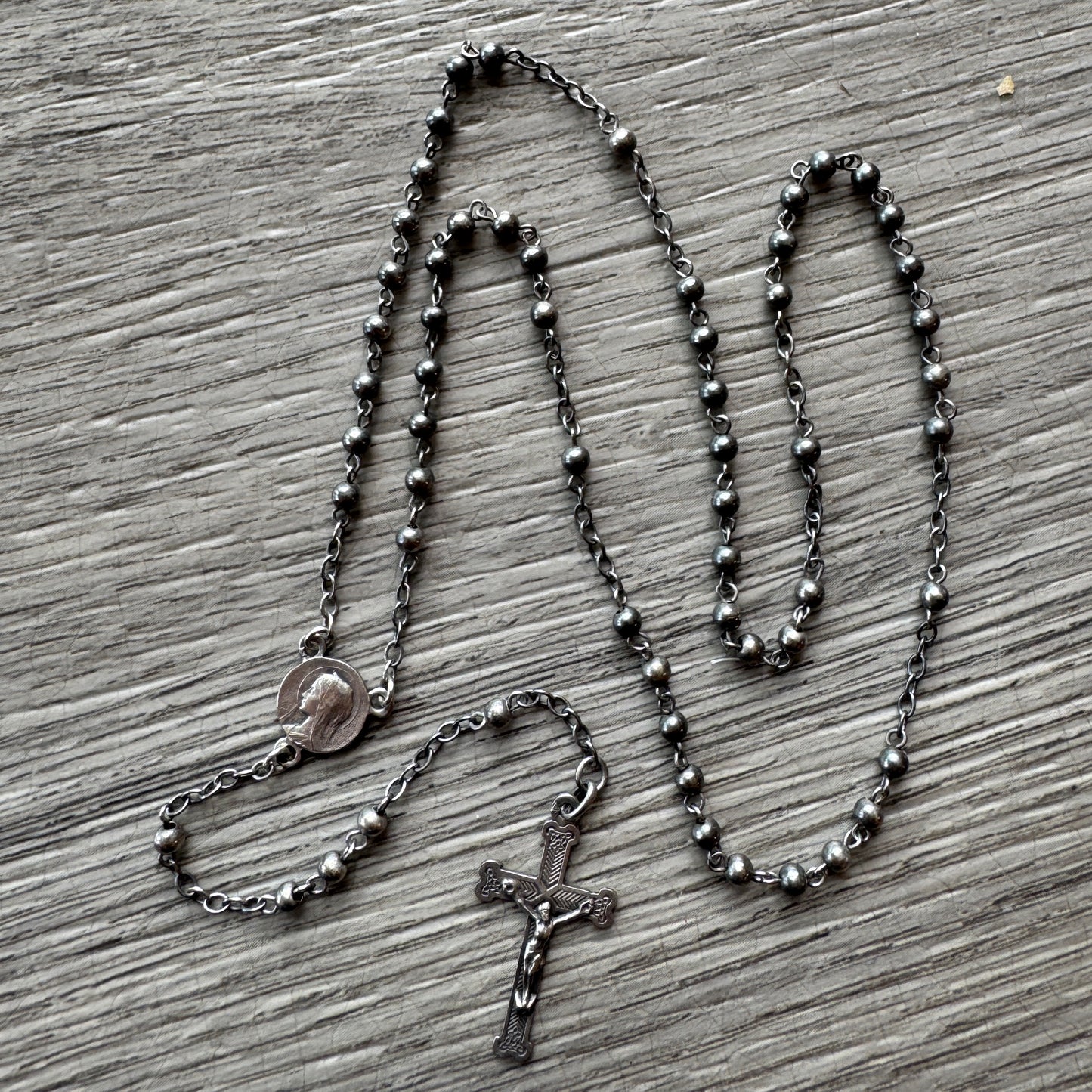 Chapelet ancien d’enfant en argent massif