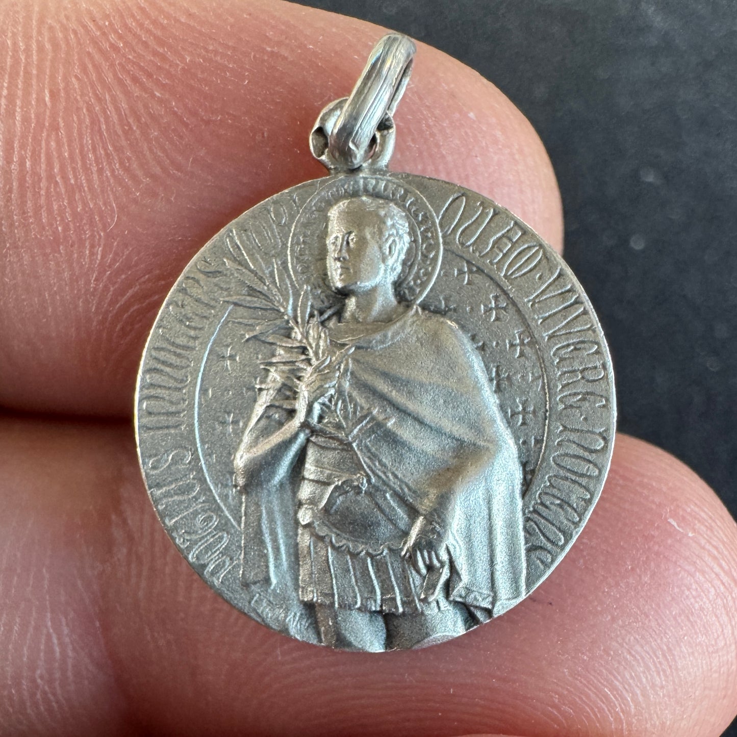 Médaille religieuse ancienne en argent « Saint Maurice d’Agaune »