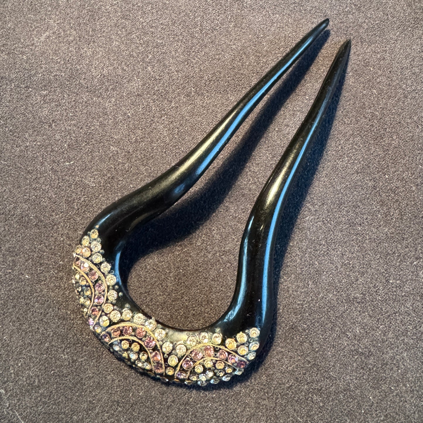 Peigne à cheveux années 1920 - celluloïd et strass