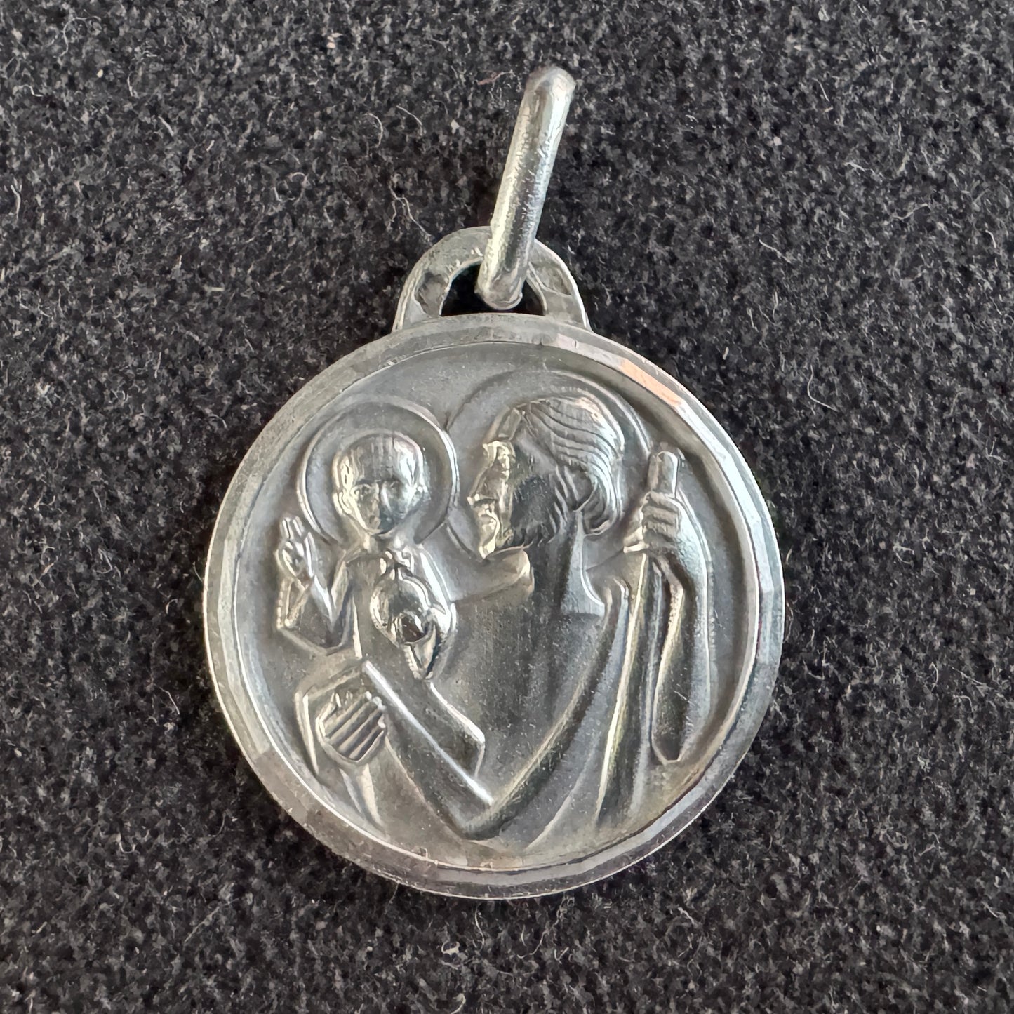 Médaille religieuse ancienne en argent « Saint Christophe »