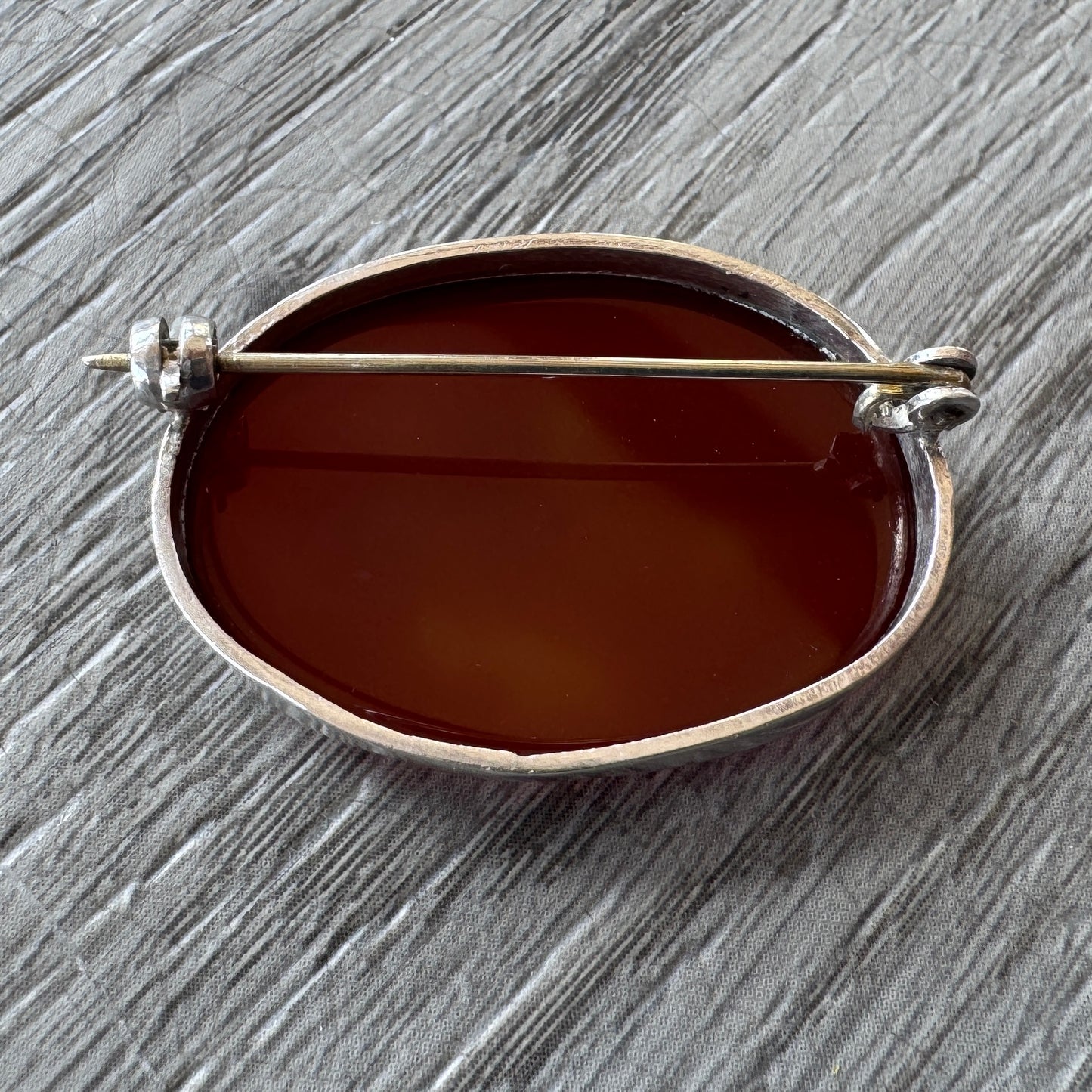 Broche ancienne - Agate et métal argente