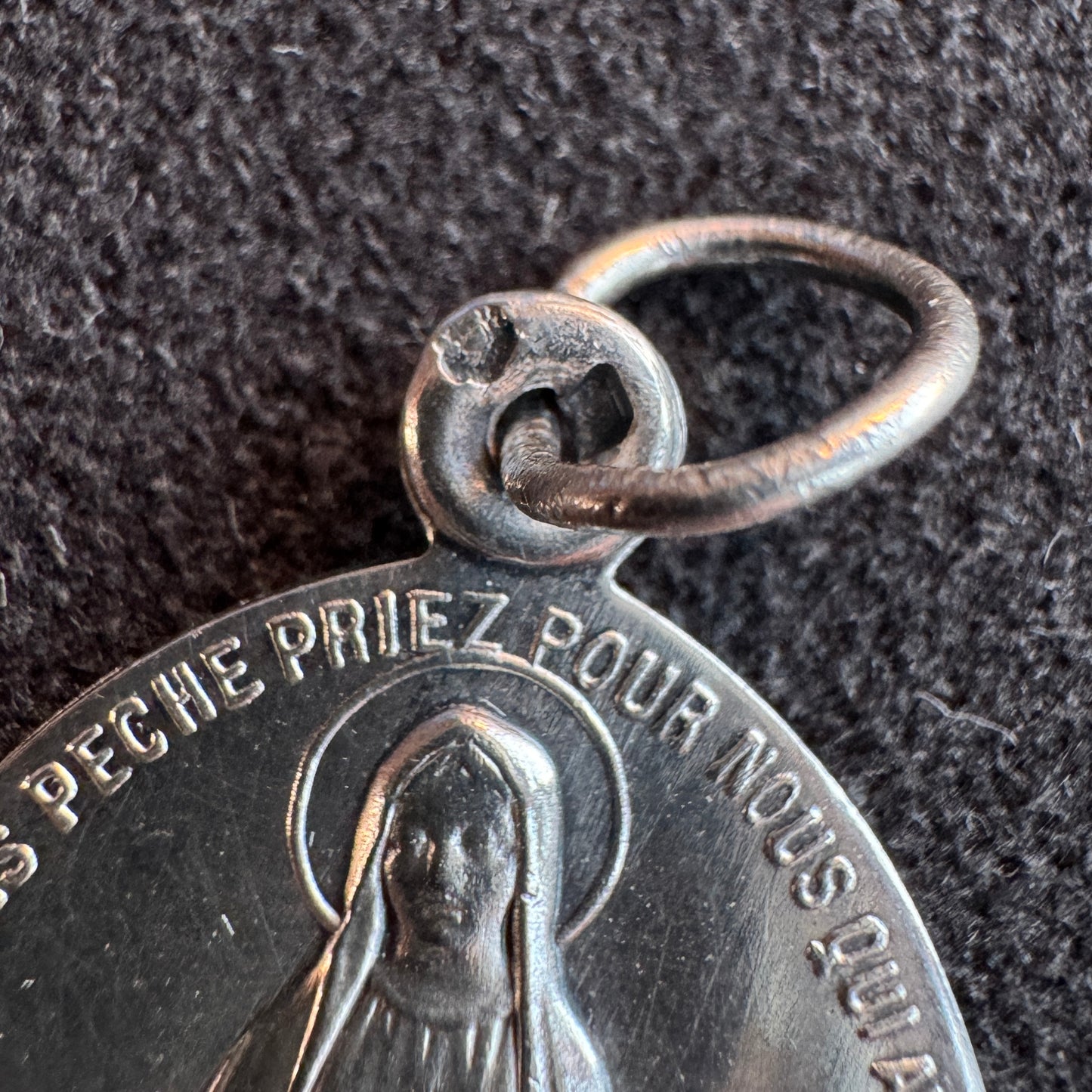 Médaille religieuse ancienne en argent « Sainte Vierge Marie »