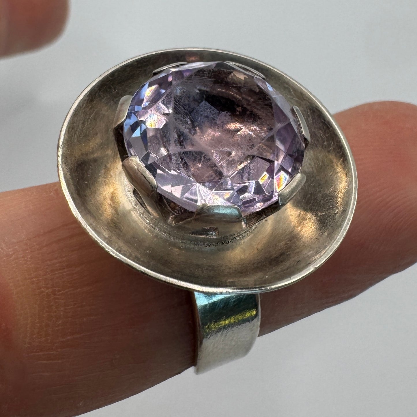 Bague vintage Design - argent massif et pierre violette