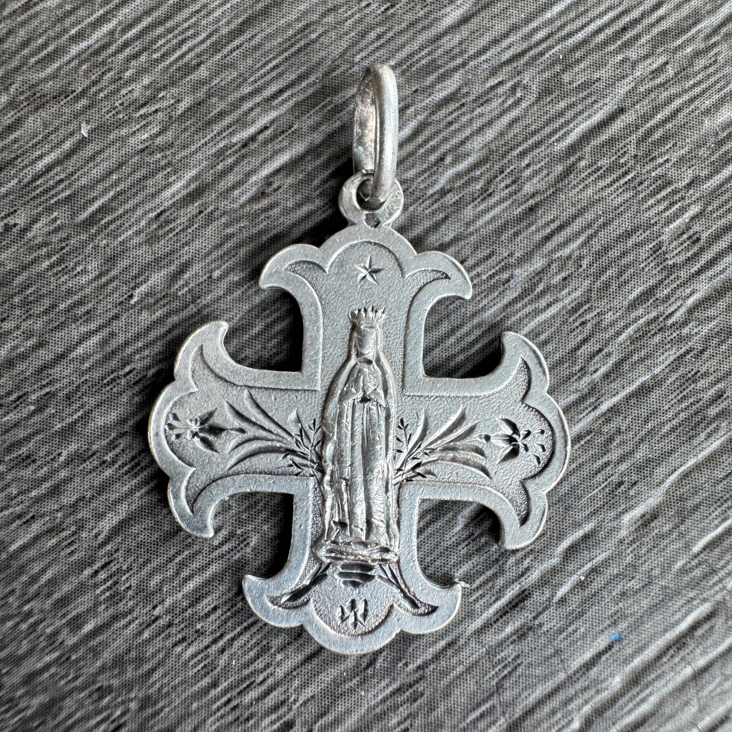 Médaille religieuse ancienne en argent - Sainte Vierge