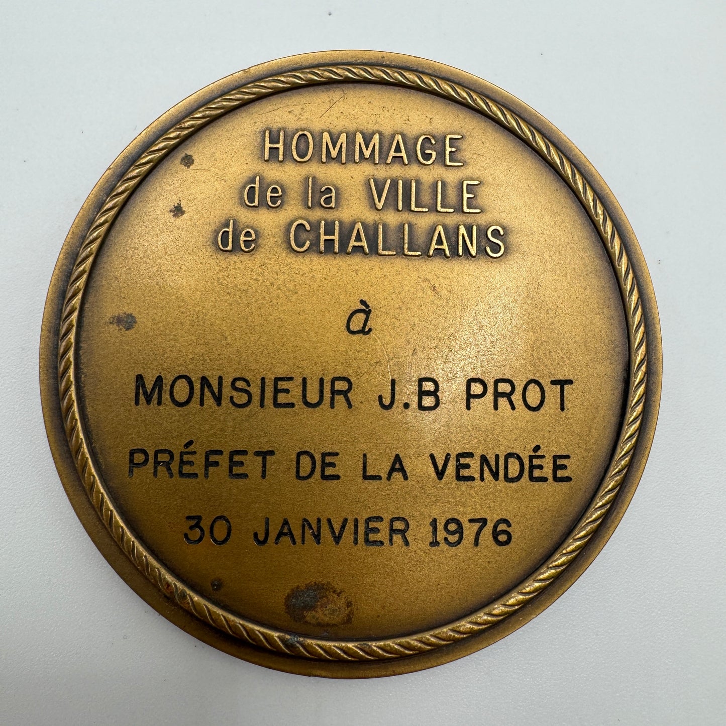 Medaille artistique ancienne en bronze « Ville de Challans »