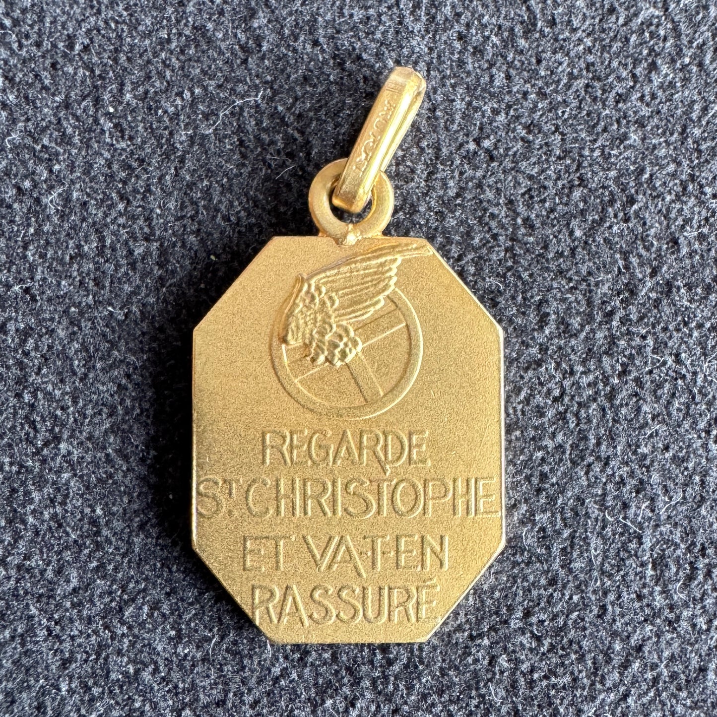 Médaille religieuse ancienne plaqué or « Saint Christophe » - par Monier