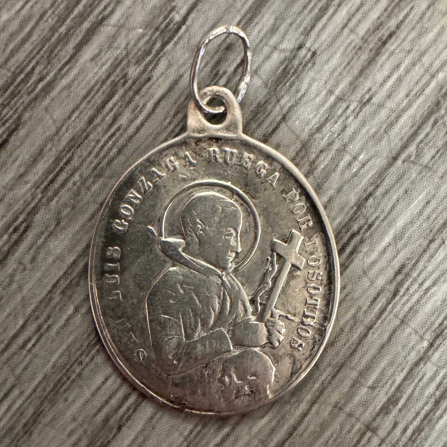 Médaille religieuse ancienne en argent « Saint Louis de Gonzague »