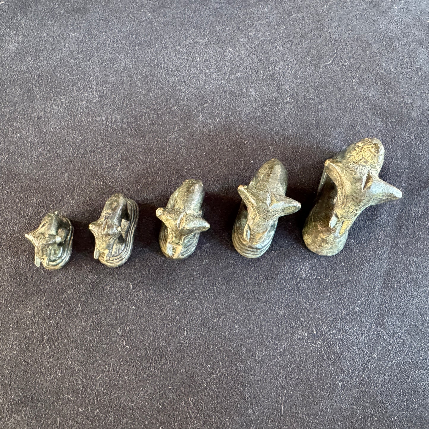 5 Poids à opium XIXeme zoomorphes Éléphants - Birmanie