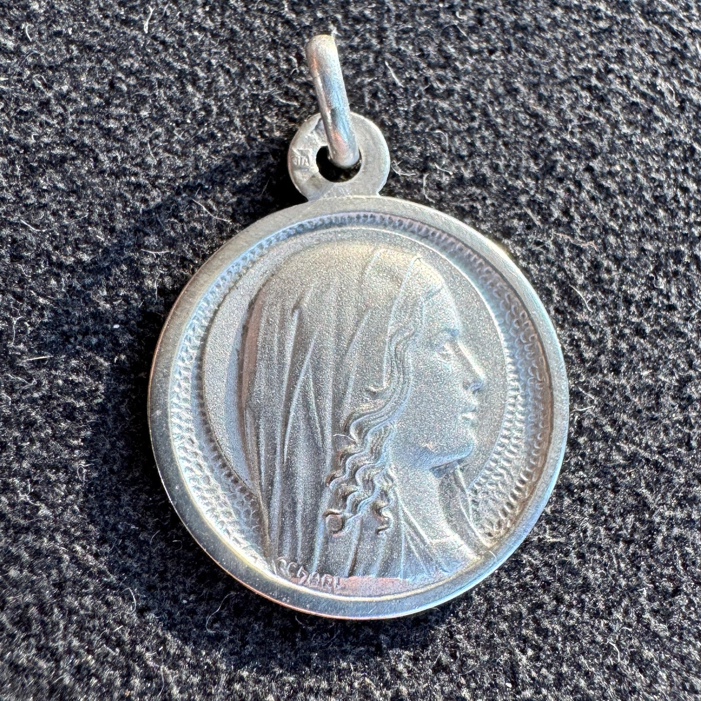 Médaille religieuse ancienne en argent « Sainte Vierge »
